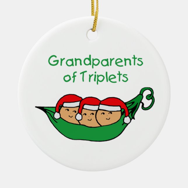 Ornement En Céramique Grands-parents d'ornement de triplets (Devant)