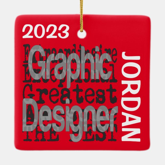 Ornement En Céramique Graphic Designer Extraordinaire PERSONNALISÉ (Dos)