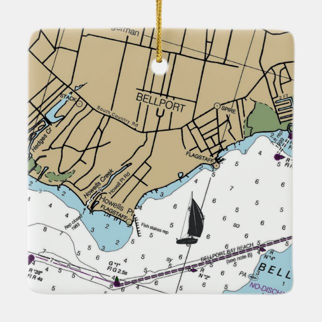 Ornement En Céramique Graphique Bellport NY (Dos)