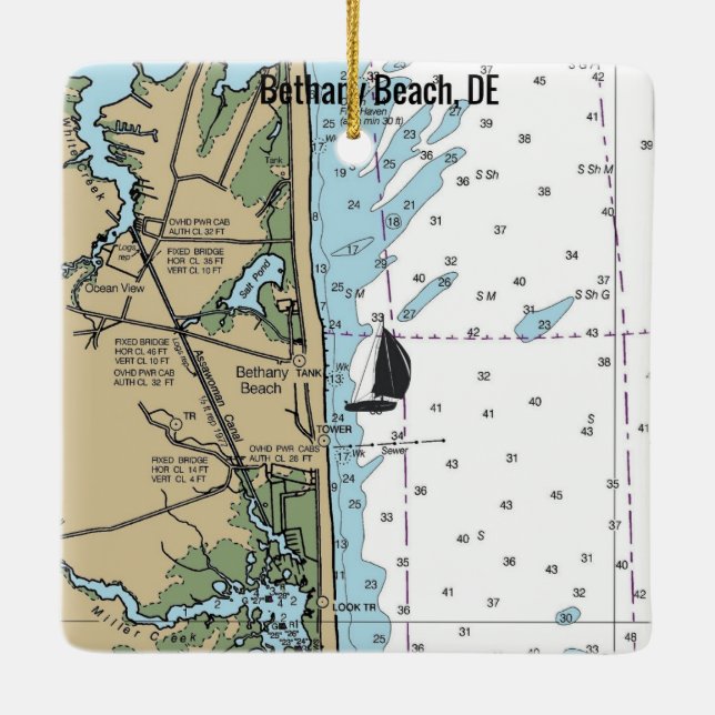Ornement En Céramique Graphique Bethany Beach DE (Dos)