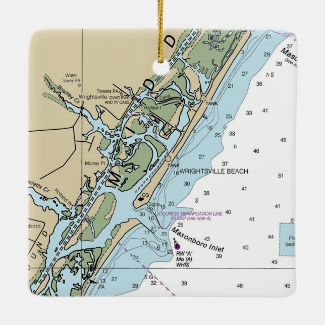 Ornement En Céramique Graphique CN de Wrightsville Beach (Dos)
