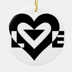 Ornement En Céramique Graphique d'amour cool, noir