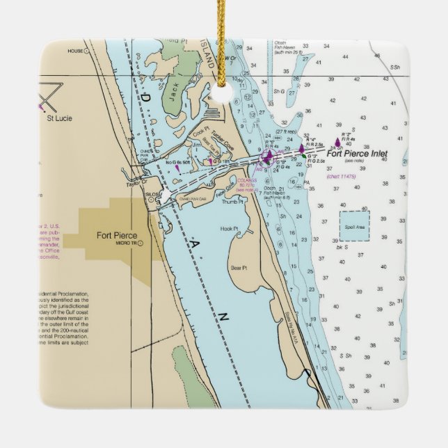 Ornement En Céramique Graphique de Fort Pierce Forida (Dos)