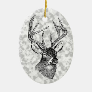 Ornement En Céramique Graphique de l'art du cerf Vintage