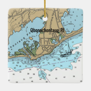 Ornement En Céramique Graphique de l'île Rhode Quonochontaug