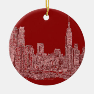 Ornement En Céramique Graphique de rouge de NYC