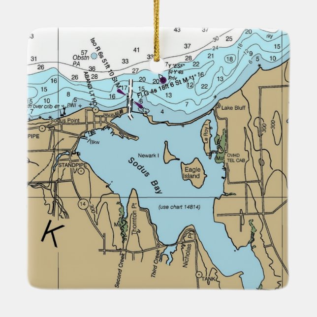 Ornement En Céramique Graphique de Sodus Bay New York (Dos)