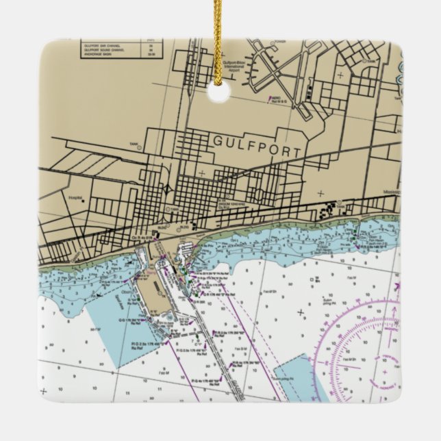 Ornement En Céramique Graphique du Mississippi de Gulfport (Dos)