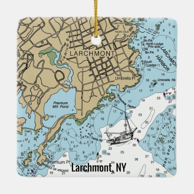 Ornement En Céramique Graphique Larchmont NY (Dos)