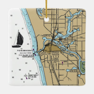 Ornement En Céramique Graphique marin de Grand Haven MI