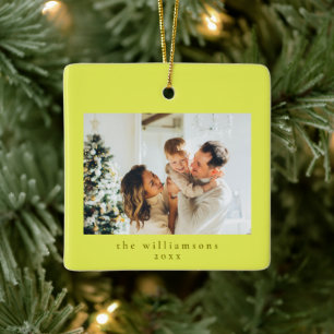 Ornement En Céramique Graphique personnalisé de Noël Chartreuse Simple F