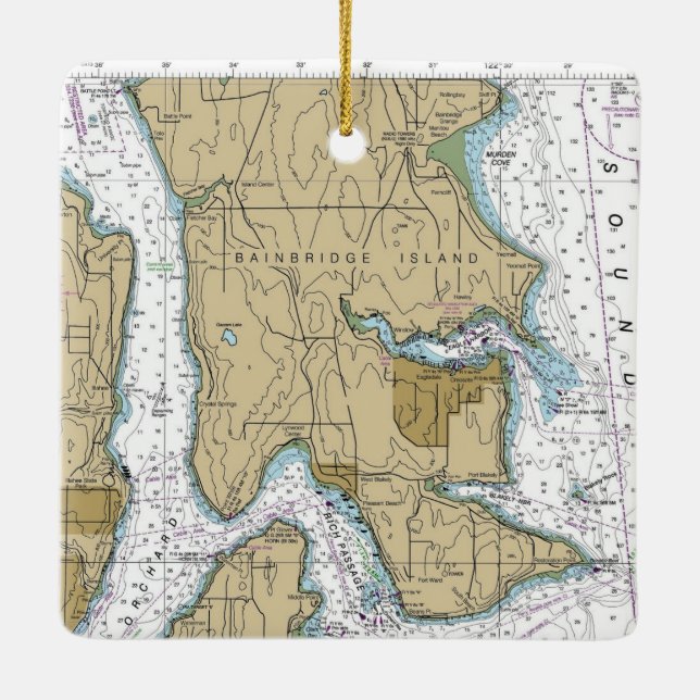 Ornement En Céramique Graphique WA de l'île Bainbridge (Dos)