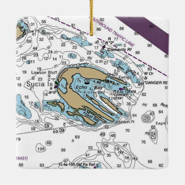 Ornement En Céramique Graphique WA de l'île de Sucia (Dos)