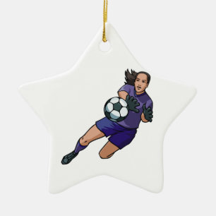 Ornement En Céramique graphisme de gardienne de but de football féminin