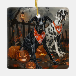 Ornement En Céramique Great Dane Halloween Éffrayant