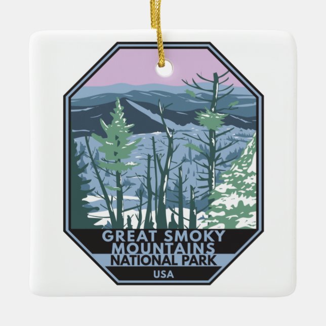Ornement En Céramique  Great Smoky Mountains National Park Retro (Devant)