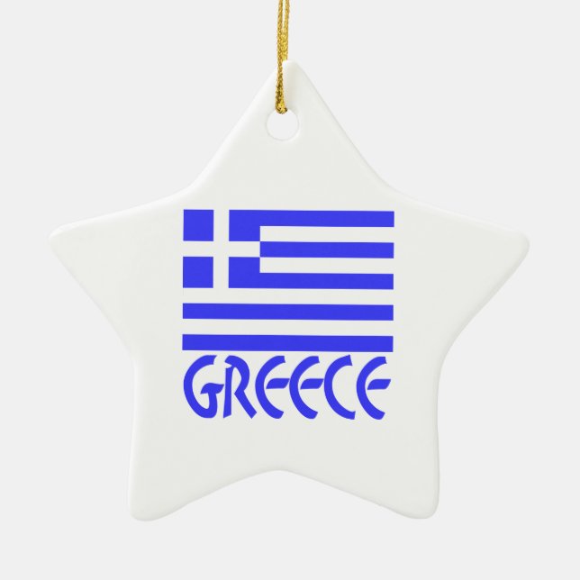 Ornement En Céramique Grèce et drapeau grec (Devant)