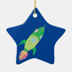 Ornement En Céramique Green Chilton Space Rocket Star