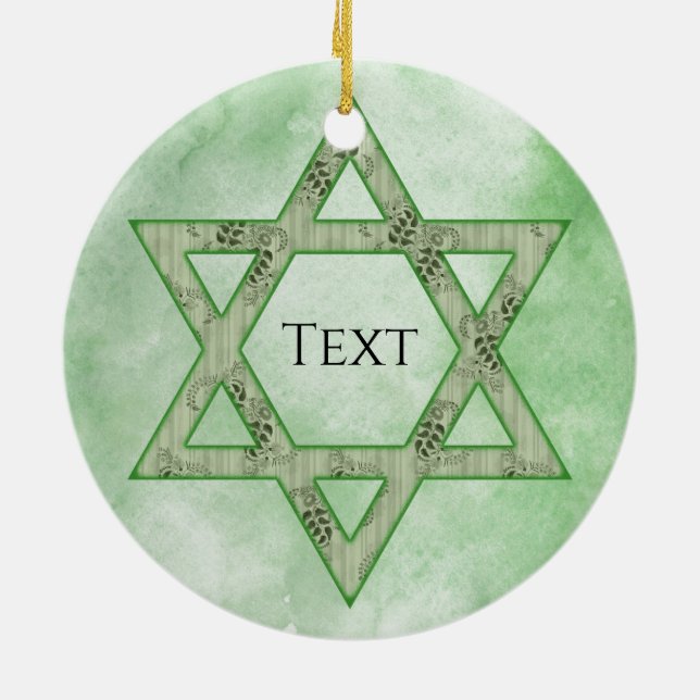 Ornement en céramique Green Jewish Star (Dos)