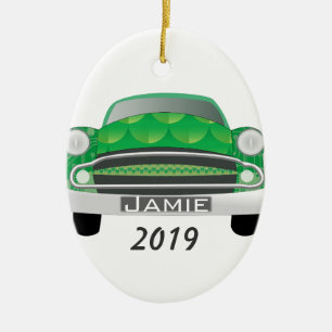 Ornement En Céramique Green Mean Retro Voiture Boy's Birthday