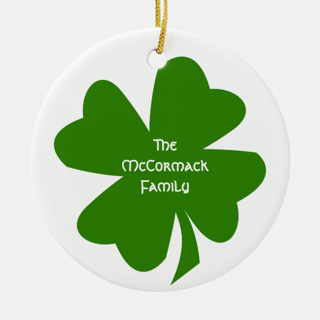 Ornement En Céramique Green shamrock patrimoine irlandais nom de famille (Devant)
