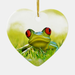 Ornement En Céramique Grenouille d'arbre verte dans l'ornement en