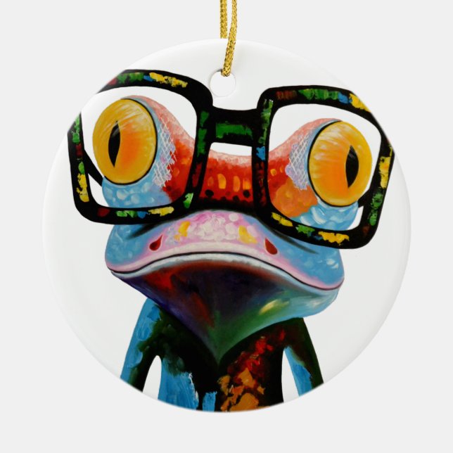 Ornement En Céramique Grenouille en verre de hippie (Devant)