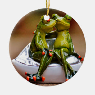 Ornement En Céramique Grenouilles joyeuses