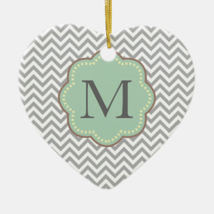 Ornement En Céramique Grey Chevron