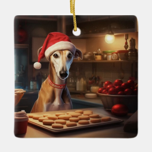 Ornement En Céramique Greyhound Christmas Cookies Holiday (Devant)