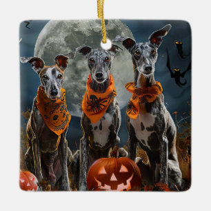 Ornement En Céramique Greyhound Halloween Épouvantable