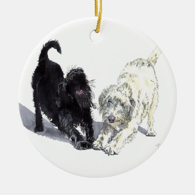 Ornement En Céramique Griffonnage de Labradoodle (Devant)
