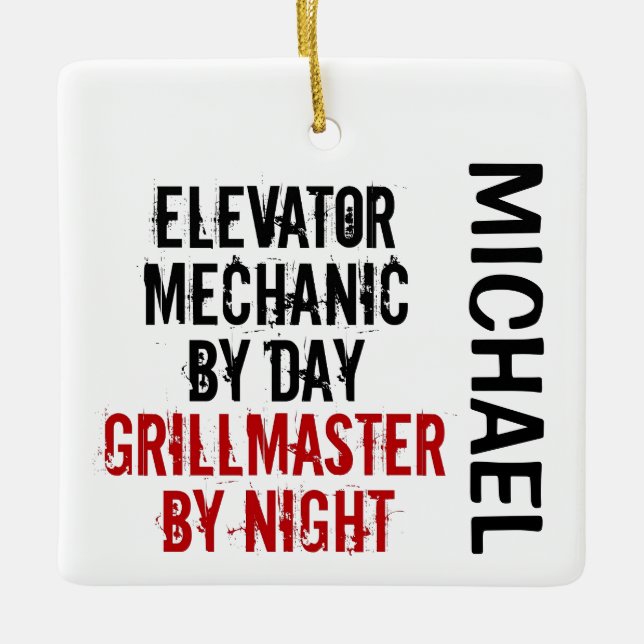 Ornement En Céramique Grillmaster Mécanique Ascenseur PERSONNALISÉ (Devant)