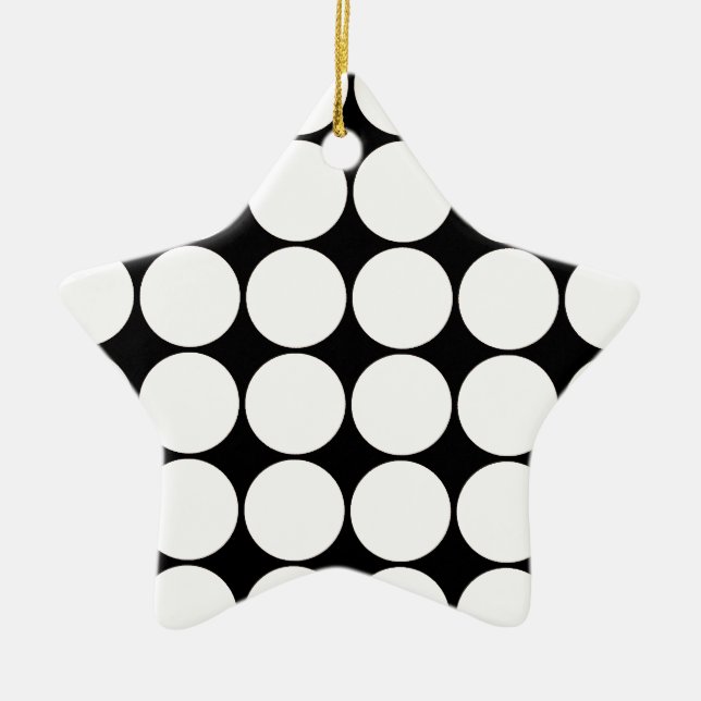 Ornement En Céramique Gros Pois noirs et blancs Motif Cercles (Devant)