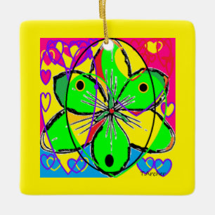 Ornement En Céramique Grosse fleur signé art original design très jolie