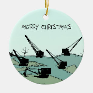 Ornement En Céramique Grues et pelles actionnant la grue d'ingénieur op
