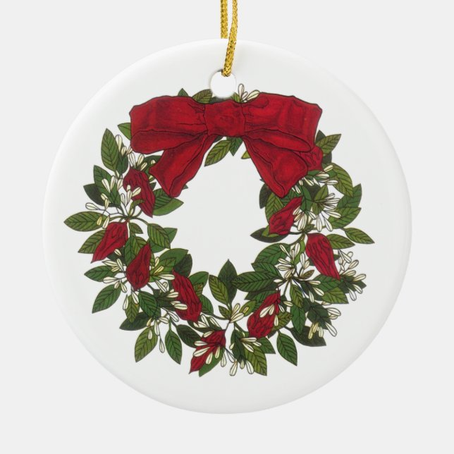 Ornement En Céramique Guirlande de /Poinsettia d'oseille (Devant)