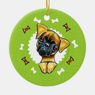 Ornement En Céramique Guirlande lisse de Noël d'os de chien de griffon