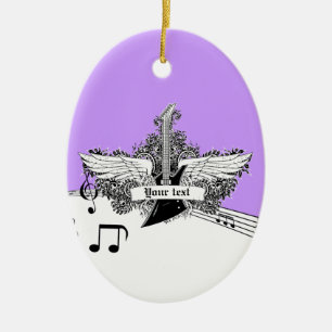 Ornement En Céramique Guitare électrique violet noir avec ailes