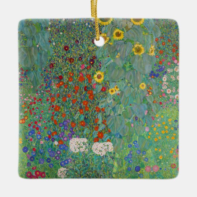 Ornement En Céramique Gustav Klimt - Jardin de campagne avec tournesols (Devant)