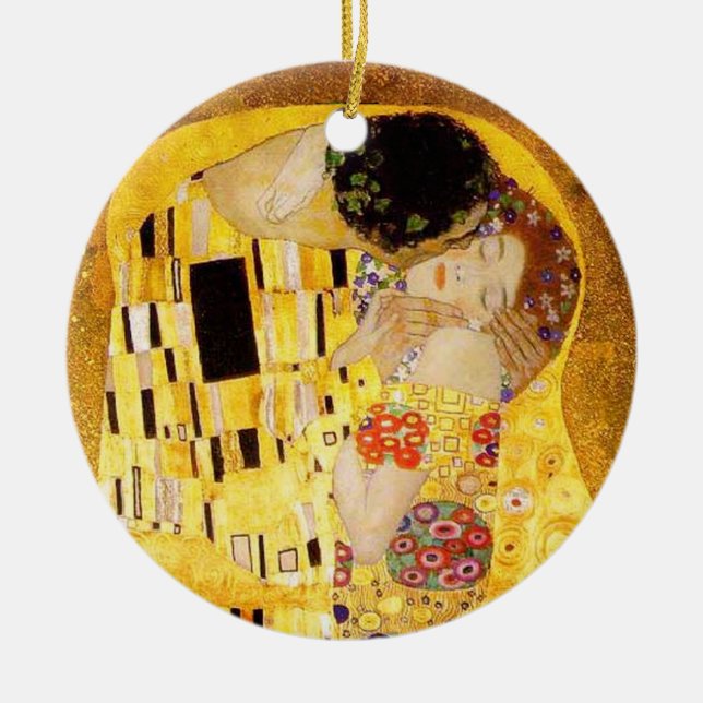 Ornement En Céramique Gustav Klimt Le chef-d'oeuvre de Kiss (Devant)