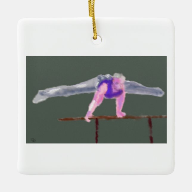 Ornement En Céramique Gymnaste sur Bar Art (Devant)