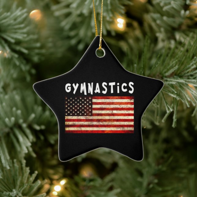 Ornement En Céramique Gymnastique Grunge American USA (Arbre)