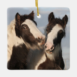 Ornement En Céramique Gypsy Vanner Horse Friends