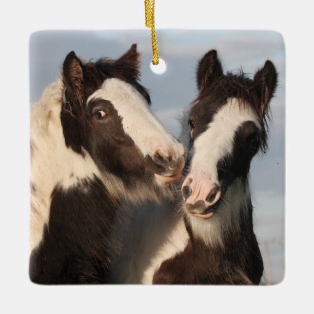 Ornement En Céramique Gypsy Vanner Horse Friends (Devant)