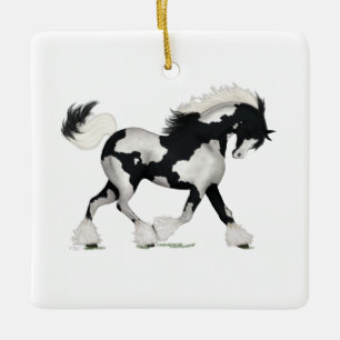 Ornement En Céramique Gypsy Vanner Overse Horse Pony Nameplate Memorial