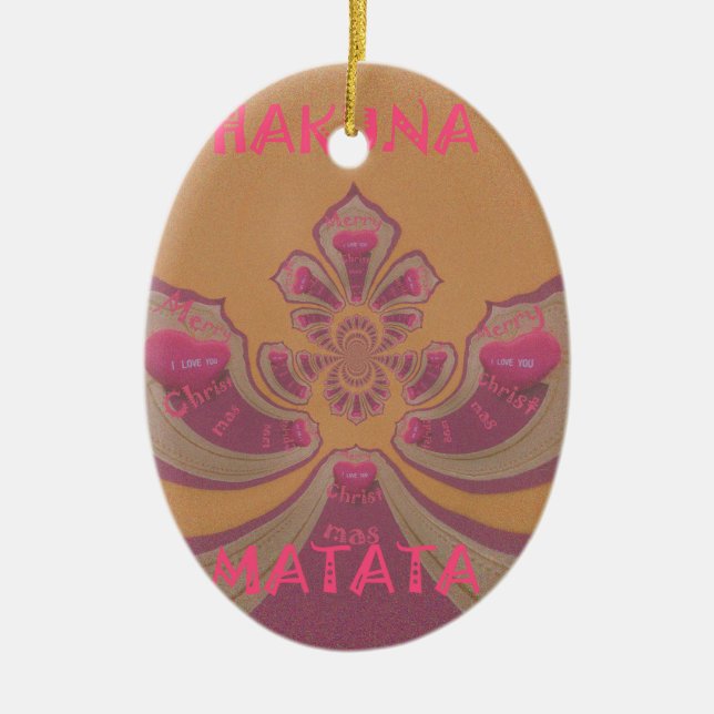Ornement En Céramique Hakuna Matata Joyeux Noël joli coeur design (Devant)
