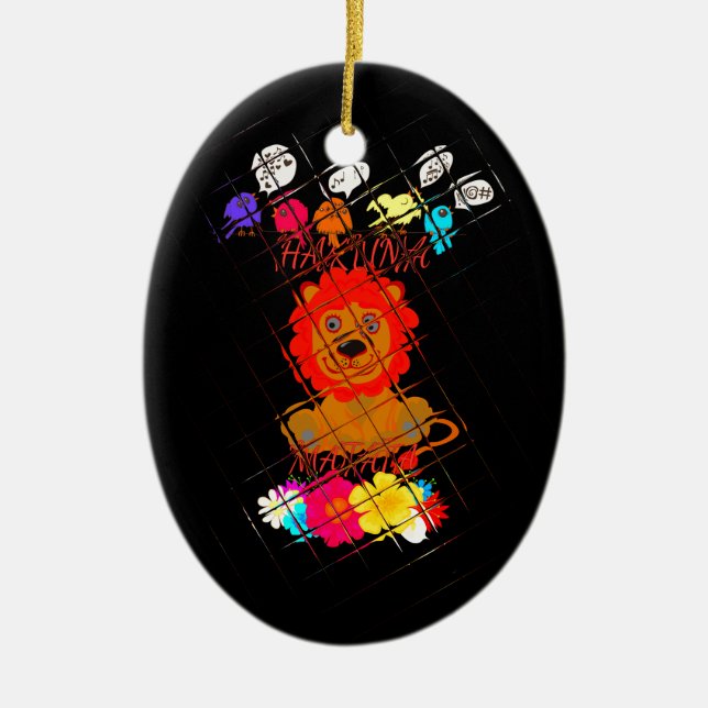 Ornement En Céramique Hakuna Matata mignon bébé lion roi conception (Devant)