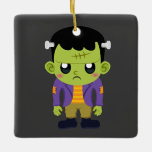 Ornement En Céramique Halloween monstre Frankenstein Green