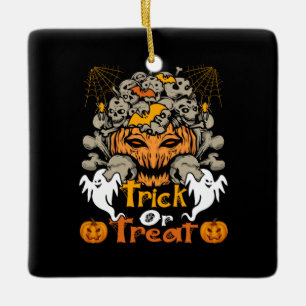 Ornement En Céramique Halloween Trick Ou Treat Anniversaire